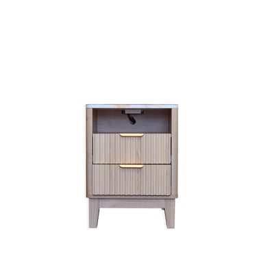 Faux Marble Ribbed Oak Veneer Nightstand