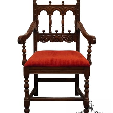 GRAND RAPIDS CHAIR Co. Traditional Gothic Jacobean Style Solid Walnut Dining Arm Chair 837 