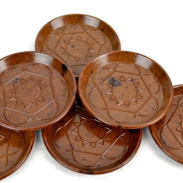 6 bakelite coasters glass coasters 50s brown marbled filing vintage design decoration payment plates 