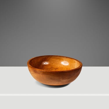 Post War Organic Modern Wood Turned Serving Bowl in Solid Hinoki Cedar, Occupied Japan, c. 1940s 
