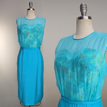 1960s Dress / Garden Party Dress / Bust Illusion / Elinor Gay Dress / Size Small Medium 