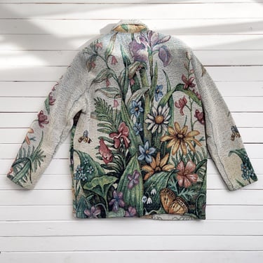 tapestry jacket 90s vintage Painted Pony cottagecore floral woven blanket coat 