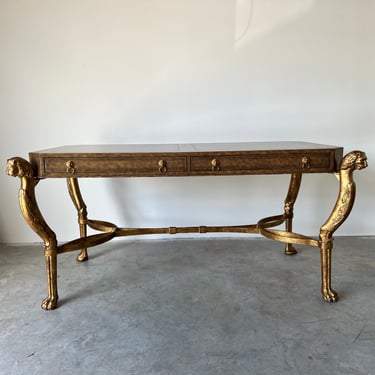 Egyptian Revival Neoclassical -Style Leather Top Writing Desk by Maitland Smith 