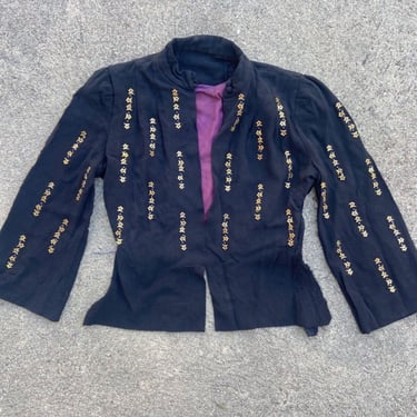 Vintage 1940s Black Arrow Studded Crepe Blouse Sold As Is Top Blazer XS by TimeBa