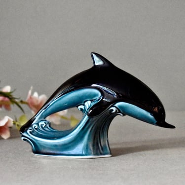 Vintage Porcelain Figurine  Dolphin Poole Pottery Home Decor Collectable Porcelain Statue 
