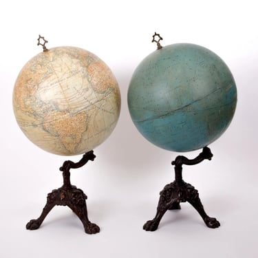 1880 LEBEGUE 14&quot; Pair FRENCH TERRESTRIAL GLOBE with Celestial globe ANTIQUE