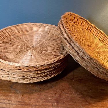 Woven Wicker Paper Plate Holders Set of Eight 