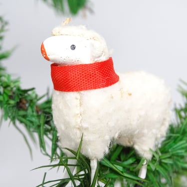 Antique 1930's German 2 Inch Wooly Sheep, for Putz or Christmas Nativity, Vintage Easter 