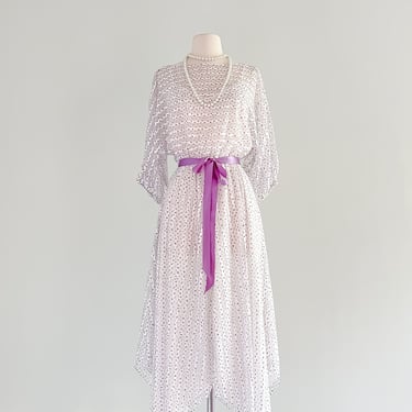 Vintage Violet Rose 1970's Garden Party Dress / Sz M