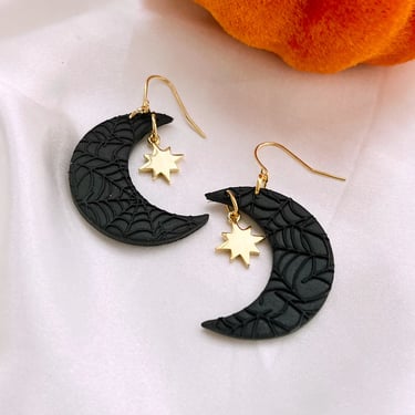 Spooky Moon Dangles - Black