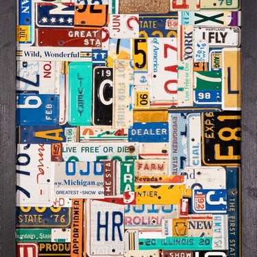 Contemporary Assemblage Untitled #2 Open Road License Plate Art Design Turnpike 