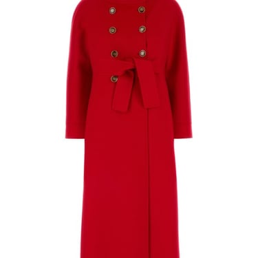 Valentino Garavani Women Red Virgin Wool Blend Coat