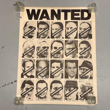 1970s Watergate Wanted Poster with Apprehended Accomplices - Richard Nixon Counter Culture - Personality Posters - Philip Lief Marcel Feigel 