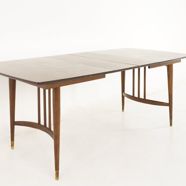Drexel Mid Century Walnut Expanding Dining Table with 2 Leaves - mcm 