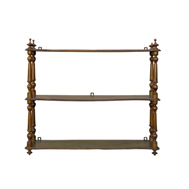 Vintage Continental Wall Display Shelf with Carved Finial Details ws4249E 