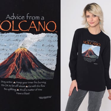 Hawaii Volcanoes National Park Shirt 00s Advice From A Volcano Tee Shirt Tour Graphic Tshirt Vintage Travel Black Long sleeve Extra Small xs 