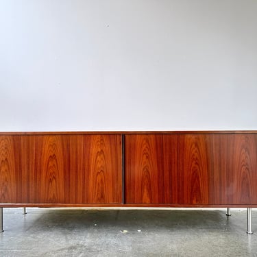 Danish MCM Walnut Credenza With Tambour Doors, Circa 1960. Read full description please 