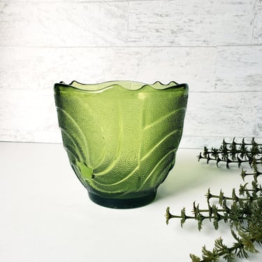 Vintage E. O. Brody Co Avocado Green Bowl Planter Vase/ Spiral Design/1970s Retro MCM Mid Century Modern 