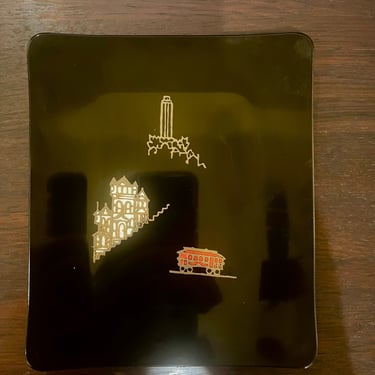 Beautiful Mid-Century Inlaid san Francisco History Tray by Couroc California