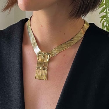 Whiting &amp; Davis Gold Buckle Necklace