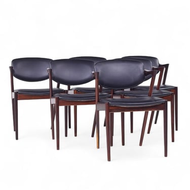 Kai Kristiansen Model 42 Mid Century Danish Rosewood Z Chairs - Set of 6 - mcm 
