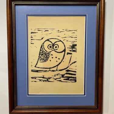 Tuffli Woodblock Owl Print