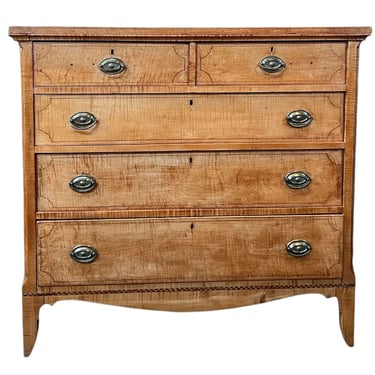 American East Tennessee Federal Inlaid Tiger Maple Chest of Drawers