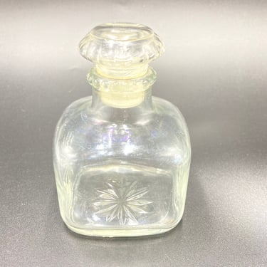 Vintage Glass Apothecary "Lavoris" Mouthwash Bottle with Stopper, Clear Glass Jar, 8 oz. Bathroom, Kitchen, Display, Vintage Glassware 