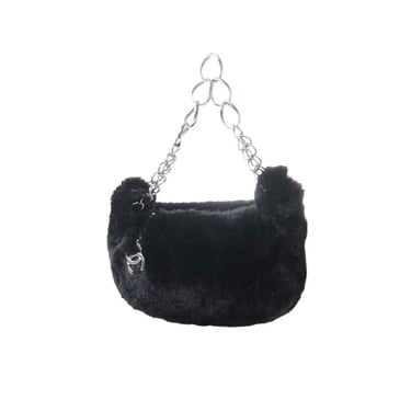 Chanel Black Fur Chain Bag