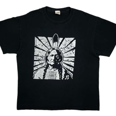 Vintage 90s Sitting Bull Native American Artwork Portrait Graphic T-Shirt Size Large 