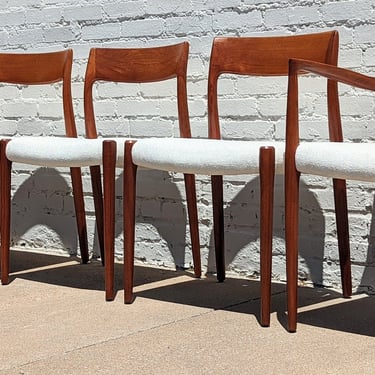 Mid Century Danish Modern Teak Dining Chairs by Moller 