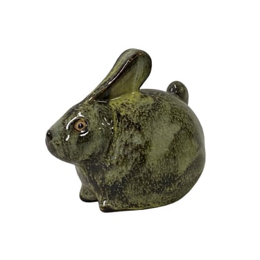Handmade Light Green Gray Small Ceramic Rabbit Figure Display Art ws2753E 
