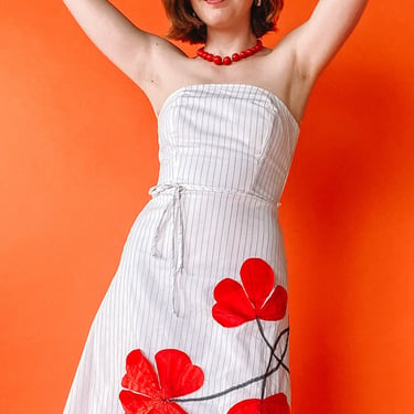 Y2K Pinstripe Flowered Dress, sz. M