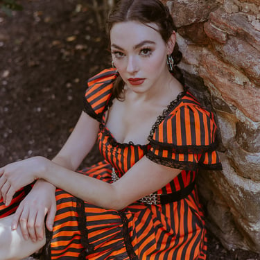 *PRE ORDER* Adelaide Dress in Jack O Lantern Stripes