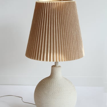 Stucco Table Lamp with Pleated Lampshade