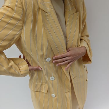 Vintage Lemon Striped Silk Blazer