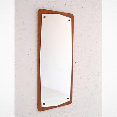 Vintage 1960s Teak Mirror with Brass Accents - Mid-Century Scandinavian Wall Decor 