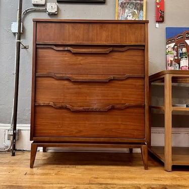 Mid Century 4 Drawer Walnut Highboy