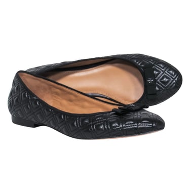Tory Burch - Black Quilted Leather Ballet Flats w/ Bow Sz 9.5