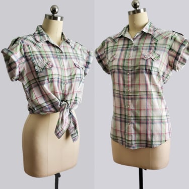 Y2K Plaid Western Wrangler Blouse - Y2K Shirt - Women's Vintage Size 