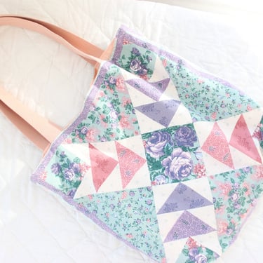 Vintage Pink Floral Quilting Tote Bag - Limited Edition 