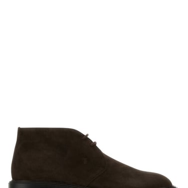 Tod's Men Dark Brown Suede Lace-Up Shoes