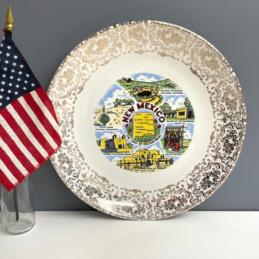 New Mexico souvenir state plate - vintage 1960s road trip souvenir 