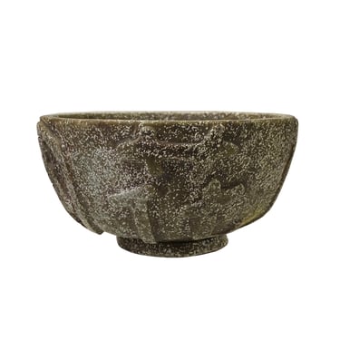 Natural Olive Green Mix Stone Carved Round Display Bowl ws2067E 