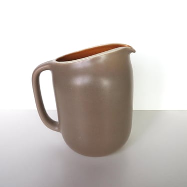 Heath Ceramics Pitcher In Persimmon and French Grey, Factory Seconds Edith Heath Coupe Line Pitcher 