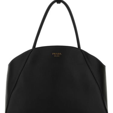 Prada Women Black Leather Shopping Bag