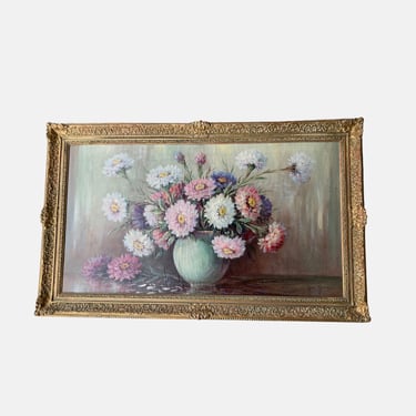 Vintage Floral Painting of Asters 
