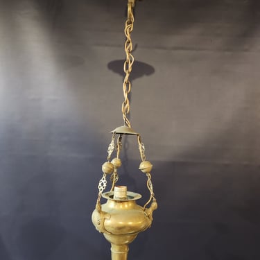 Vintage Brass Colonial Pendant Light 6.25 x 30