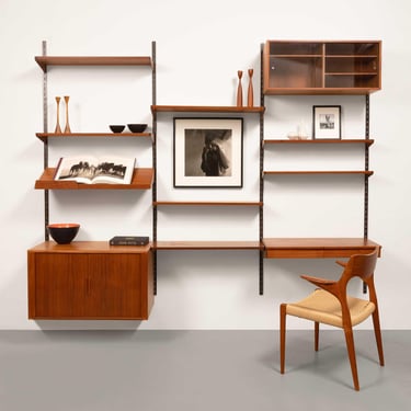 Vintage Kai Kristansen Teak Wall System with Desk & Chair 