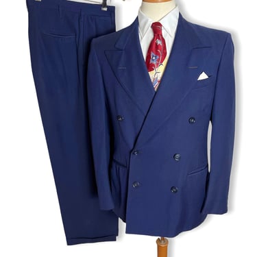 Vintage 1950s Double-Breasted 2pc Wool Suit ~ 38 R ~ jacket / pants ~ Button-Fly ~ Union Made ~ Drop Loops ~ Dated 1953 ~ Custom / Bespoke 
